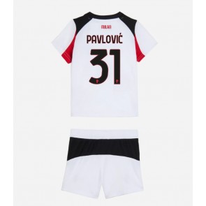 AC Milan Strahinja Pavlovic #31 Replika Bortatröja Barn 2025-26 Kortärmad (+ Korta byxor)
